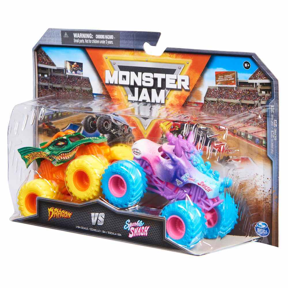 Monster Jam Dragon vs Sparkle Smash 2 Pack 1:64