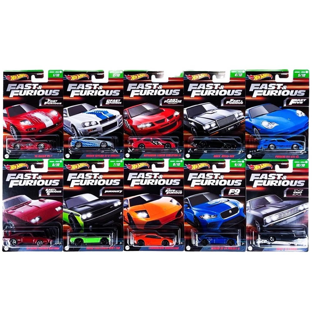 Hot Wheels Fast & Furious Themed 10pk