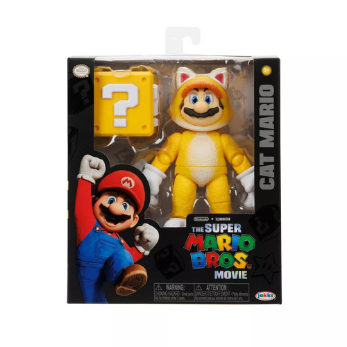 Nintendo The Super Mario Bros. Movie Cat Mario Figure with Question Block Accessory