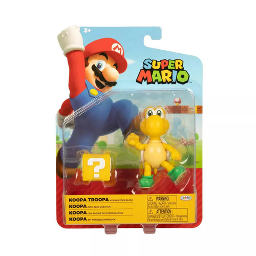 Nintendo Super Mario 10cm Koopa Troopa Articulated Action Figure with Block