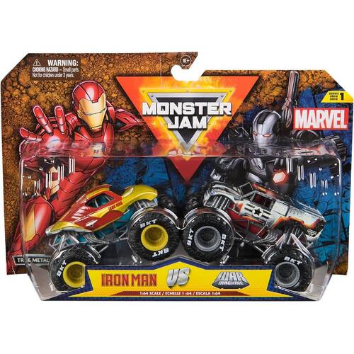 Monster Jam Marvel Iron Man vs War Machine Diecast Car 2-Pack