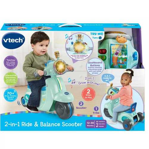 VTech 2-in-1 Ride & Balance Scooter Blue