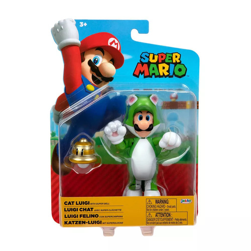 Nintendo Super Mario 10cm Cat Luigi with Super Bell Articulated Action Figure