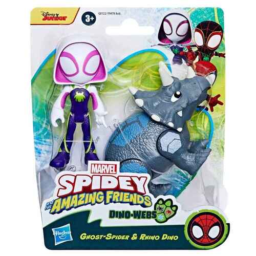 Marvel Spidey and His Amazing Friends Dino-Webs Ghost-Spider & Rhino Dino Action Figures