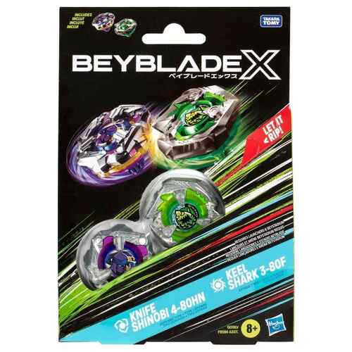 Beyblade X Knife Shinobi 4-80HN & Keel Shark 3-80F Dual Pack Set