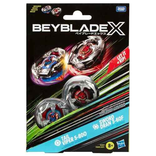 Beyblade X Tail Viper 5-80O and Sword Dran 3-60F Set