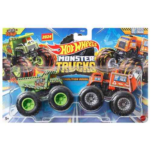 Hot Wheels Monster Trucks 1:64 Demolition Doubles Gotta Dump vs Will Trash it All