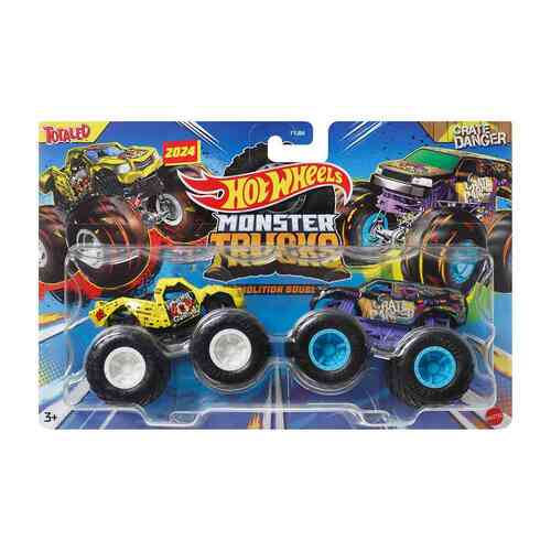 Hot Wheels Monster Trucks 1:64 Demolition Doubles Totaled vs Crate Danger