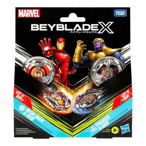 Beyblade X Marvel Collab Iron Man 4-80B vs Thanos 4-60B