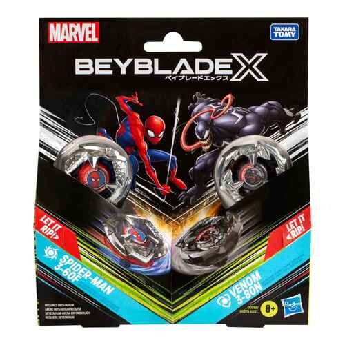 Beyblade X Marvel Collab Spider-Man 3-60F vs Venom 3-80N