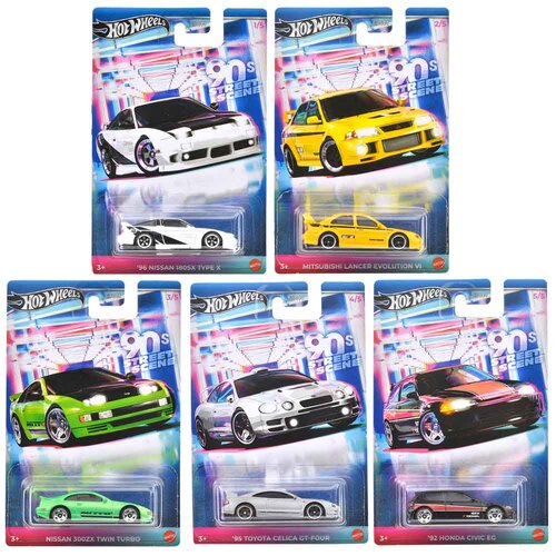 Hot Wheels Themed Automotive 90s Street Scene Set of 5