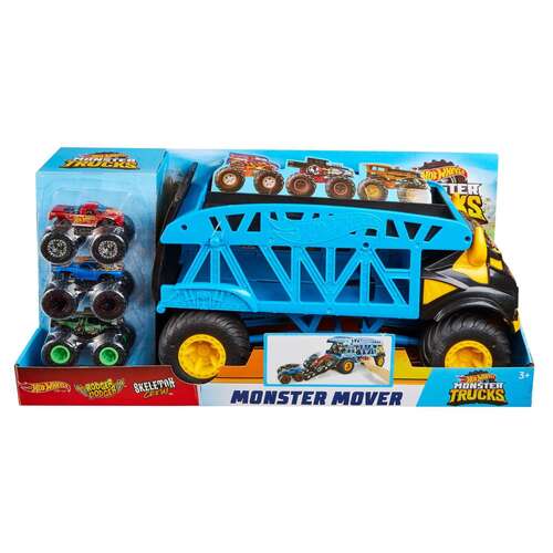 Hot Wheels Monster Truck Monster Mover & 3 Monster Trucks