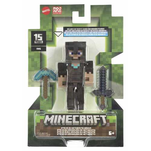 Minecraft 15th Anniversary Steve in Netherite Armor Action Figure