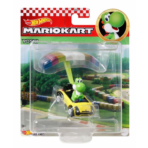 Hot Wheels Mario Kart Yoshi Sports Coupe + Parafoil