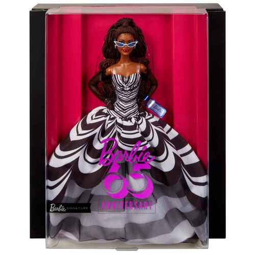 Barbie Signature Doll 65th Anniversary Brown Braided Hair Black & White Gown