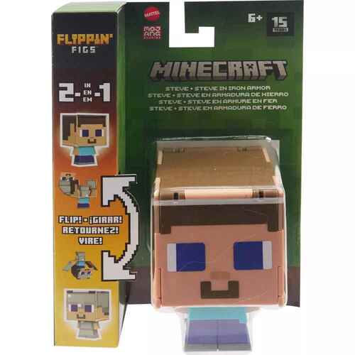 Minecraft Flippin' Figs Steve + Steve In Iron Armor