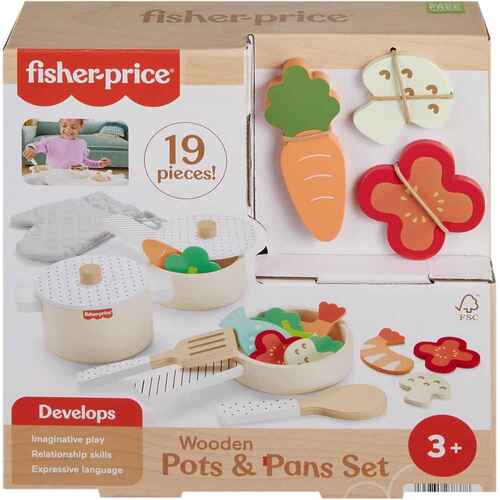 Fisher-Price Wooden Kitchen Pots & Pans Set