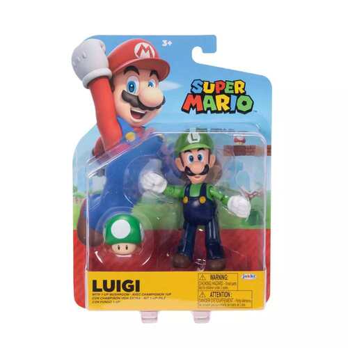 Nintendo Super Mario 10cm Luigi with Super Mushroom Action Figure